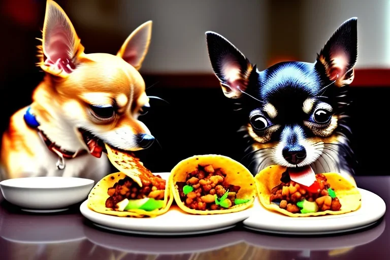 Chihuahua eating a taco