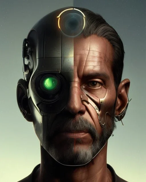 "cyborg, mysterious male, bird, full-scale head and shoulders portrait, 8k resolution concept art portrait by Greg Rutkowski, Artgerm, WLOP, Alphonse Mucha dynamic lighting hyperdetailed intricately detailed Splash art trending on Artstation triadic colors Unreal Engine 5 volumetric lighting Splash art fantasy"