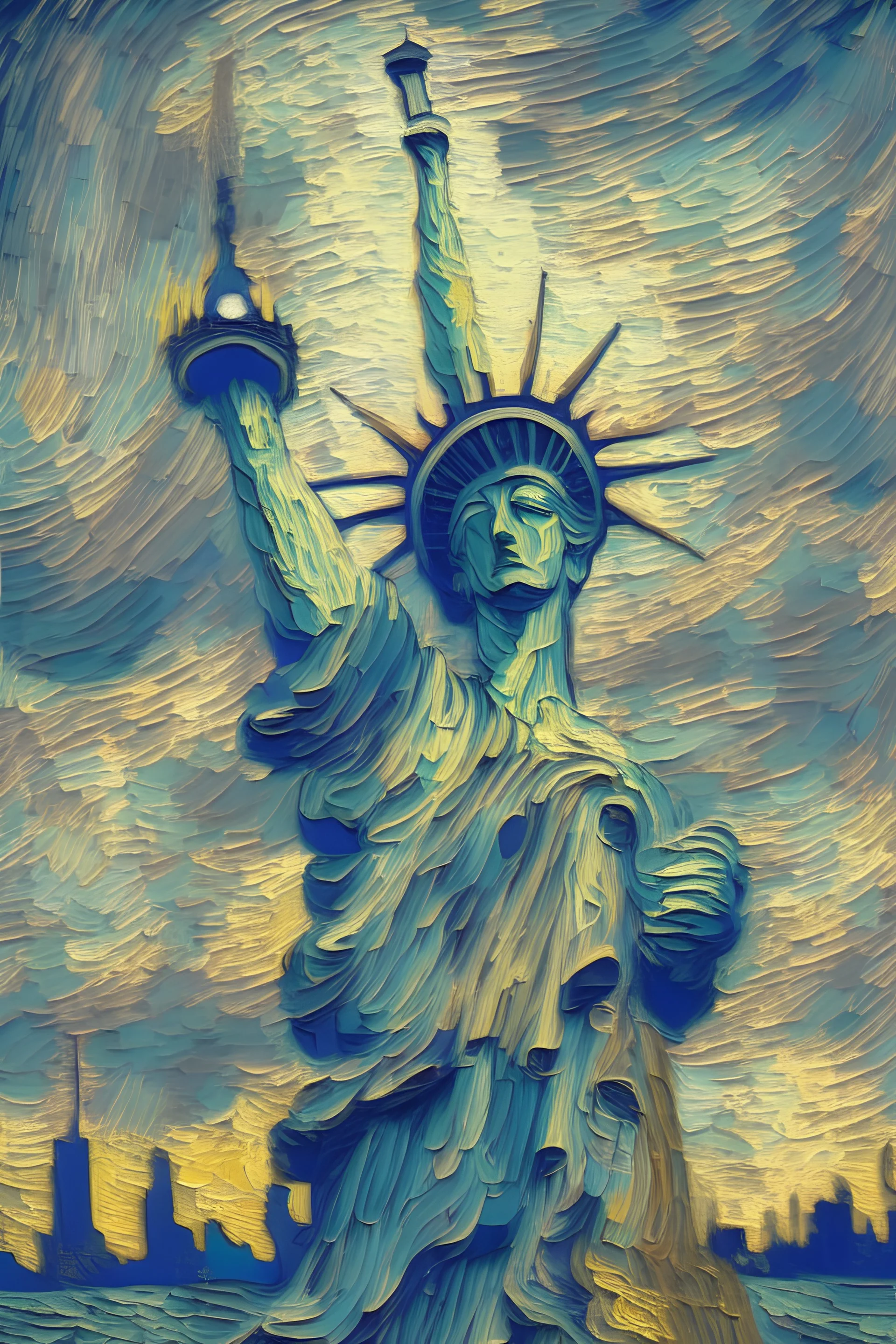 STATU OF LIBERTY IN VAN GOGH STYLE