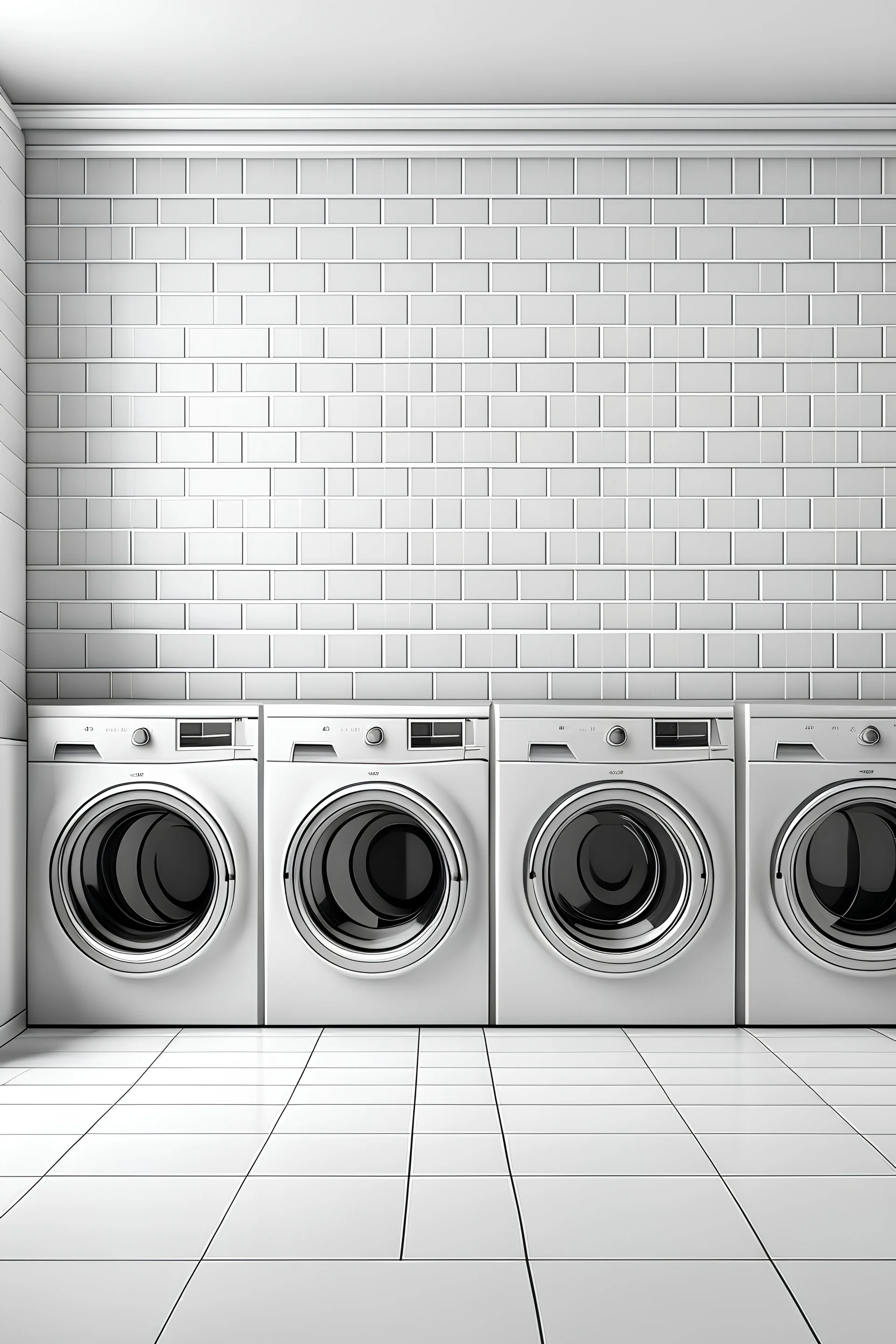 white laundry wall, front view