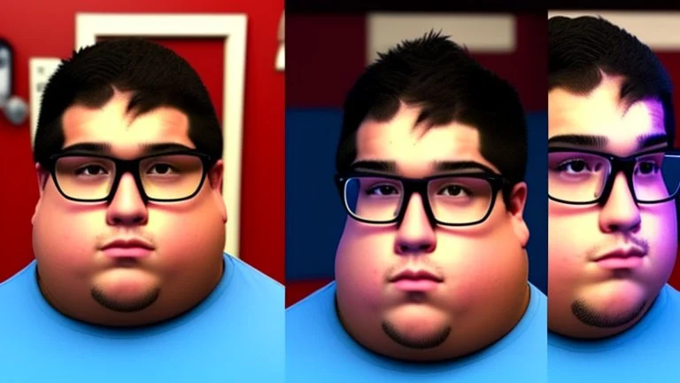 bit boy bobby chavez who has a very wide face with glasses and obese and looks young without facial hair working at walmart