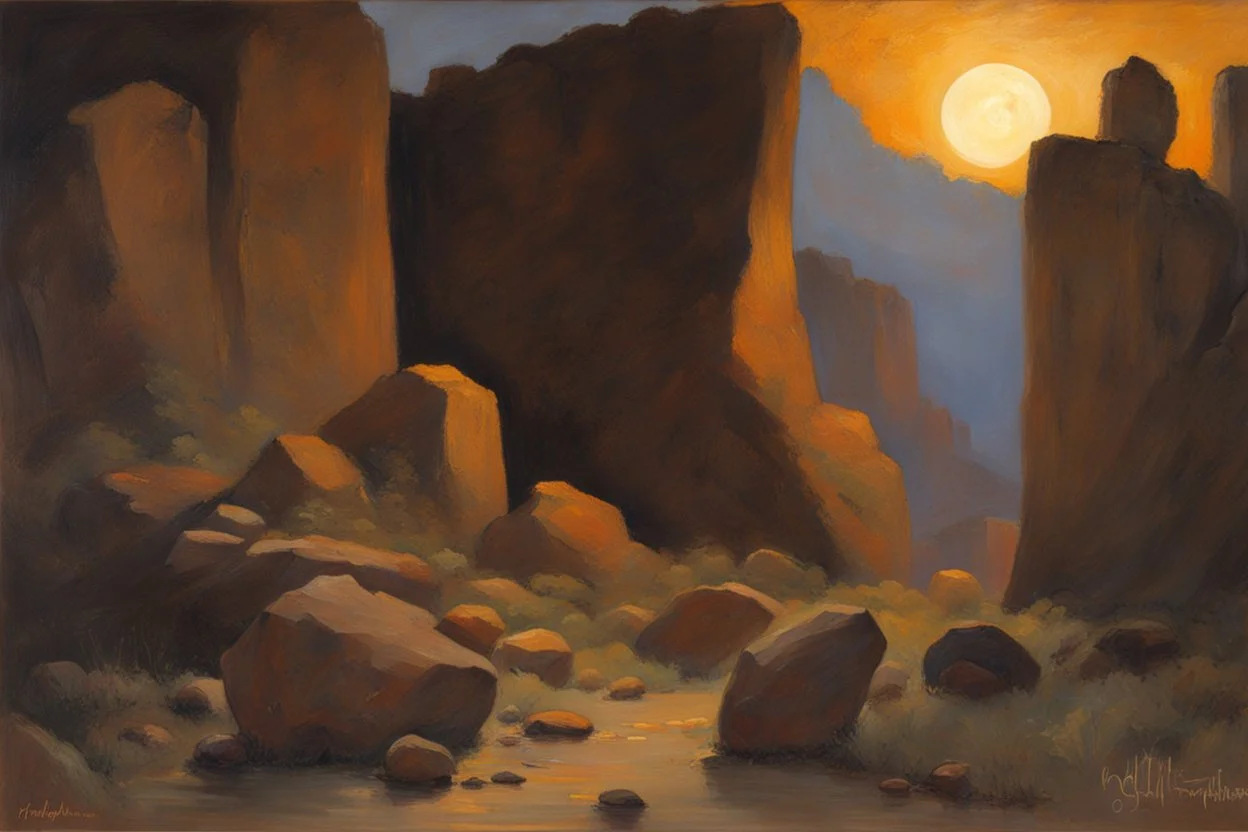 Night, rocks, mountains, rodolphe wytsman and friedrich eckenfelder impressionism paintings