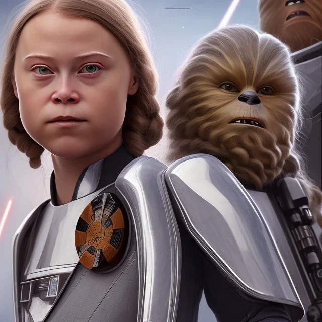 portrait of Greta Thunberg star wars