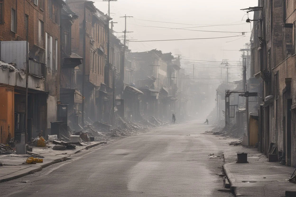 a modern street in a town pollution