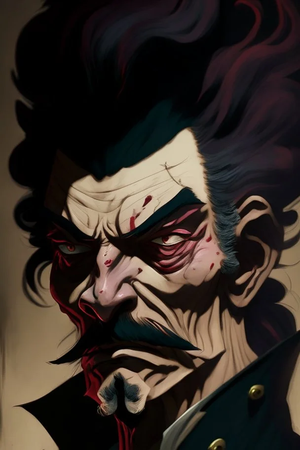 A portrait of a bizzare villain from One Piece anime, Caravaggio style