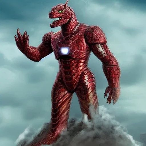 hybrid between godzilla and iron man