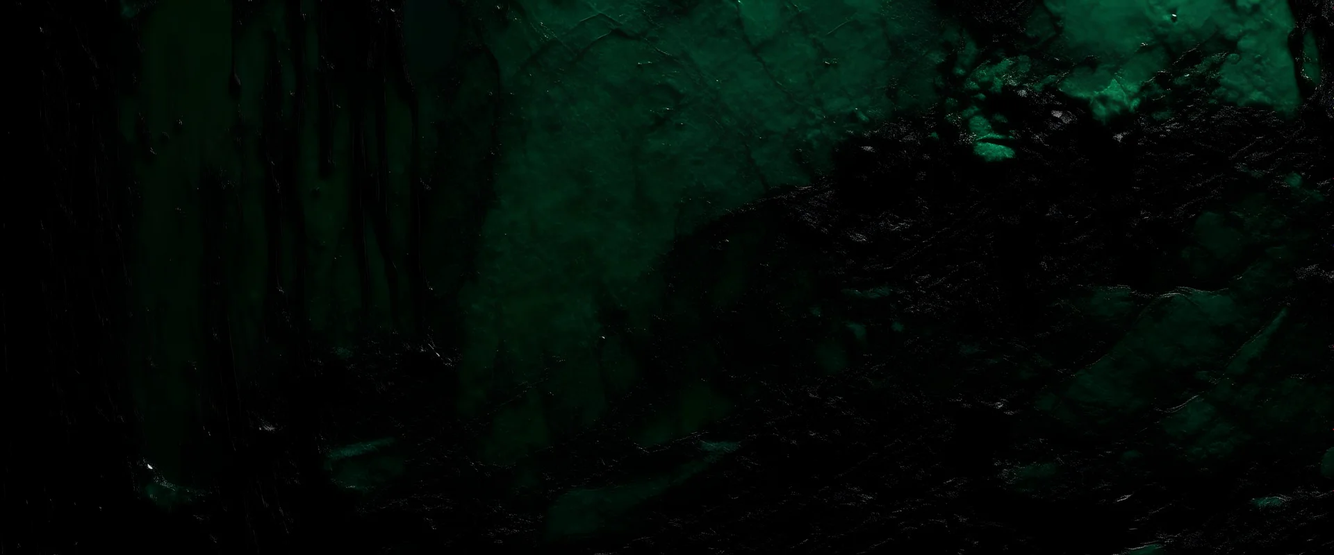 Black dark jade emerald green grunge background. Old painted concrete wall. Plaster. Close-up. Rough dirty grainy broken damaged distressed abandoned cracked. Or spooky scary horror concept. Design.