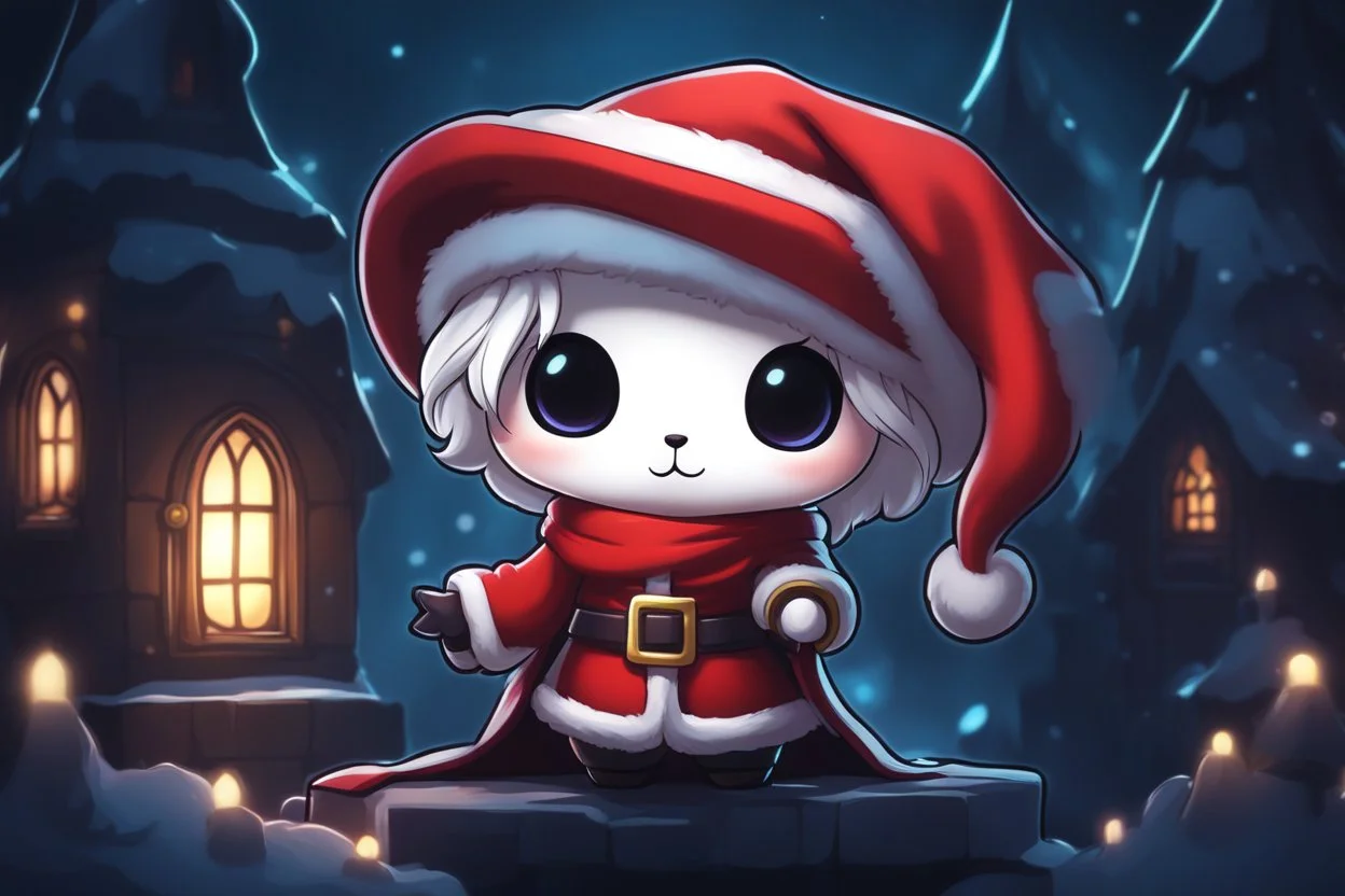 sticker Chibi santa-claus in 8k solo leveling shadow artstyle,, hollow knight them, close picture, neon lights, intricate details, highly detailed, high details, detailed portrait, masterpiece,ultra detailed, ultra quality