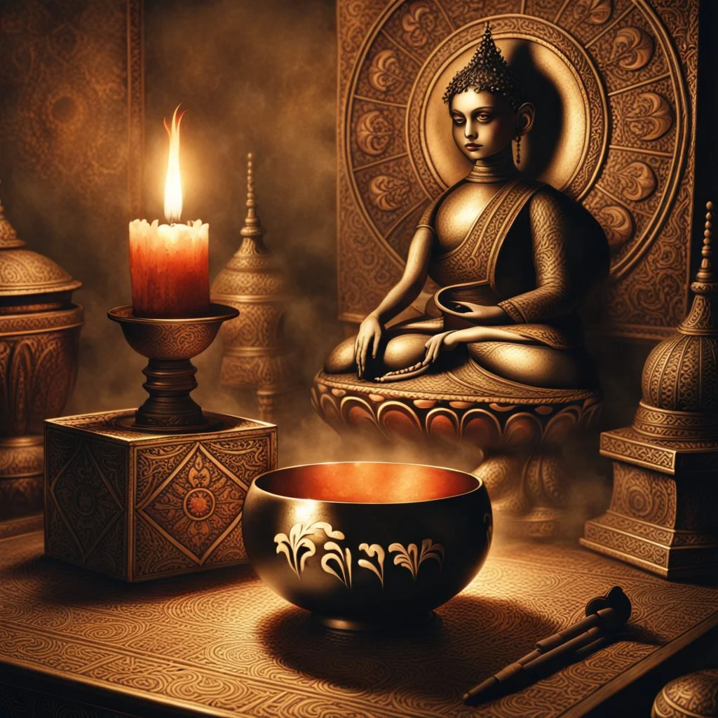 refine and improve this image, develop the intricacy of the patterns, make it more eerie and mystical.