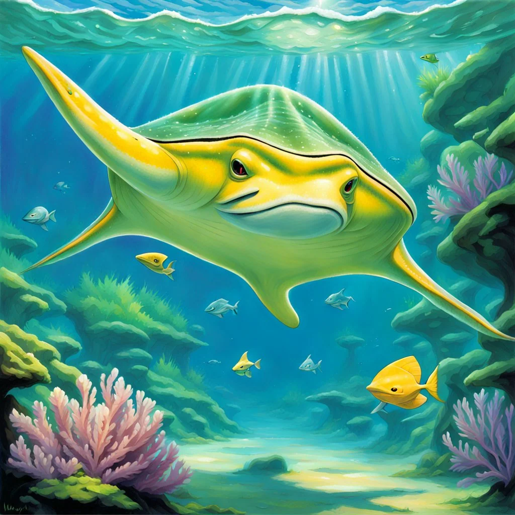 fantasy 90's tcg art of shiny stingray