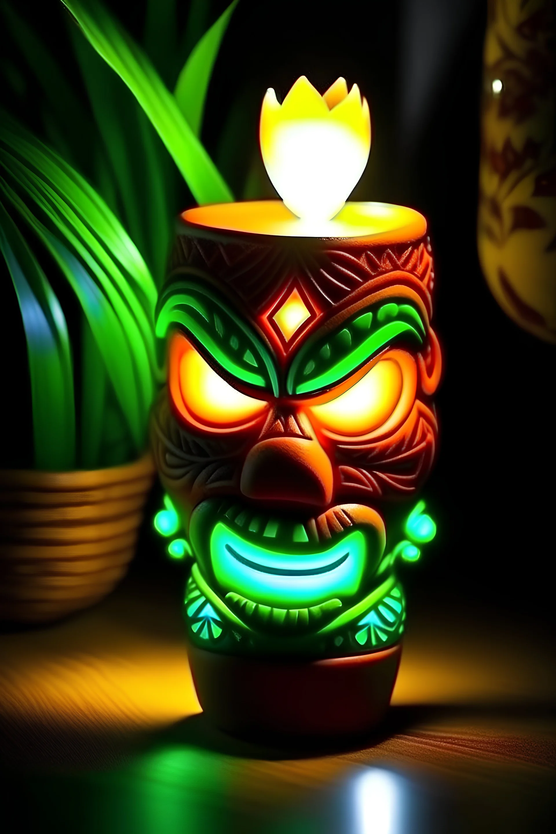 glowing Shamane mit tiki maske