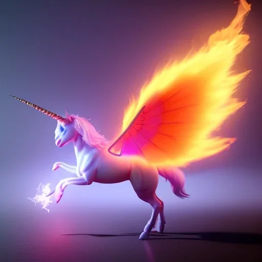 CM küre içinde fantastik unicorn ateşli kanatları olan