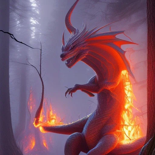 dragon blazing forest fire by paul bonner