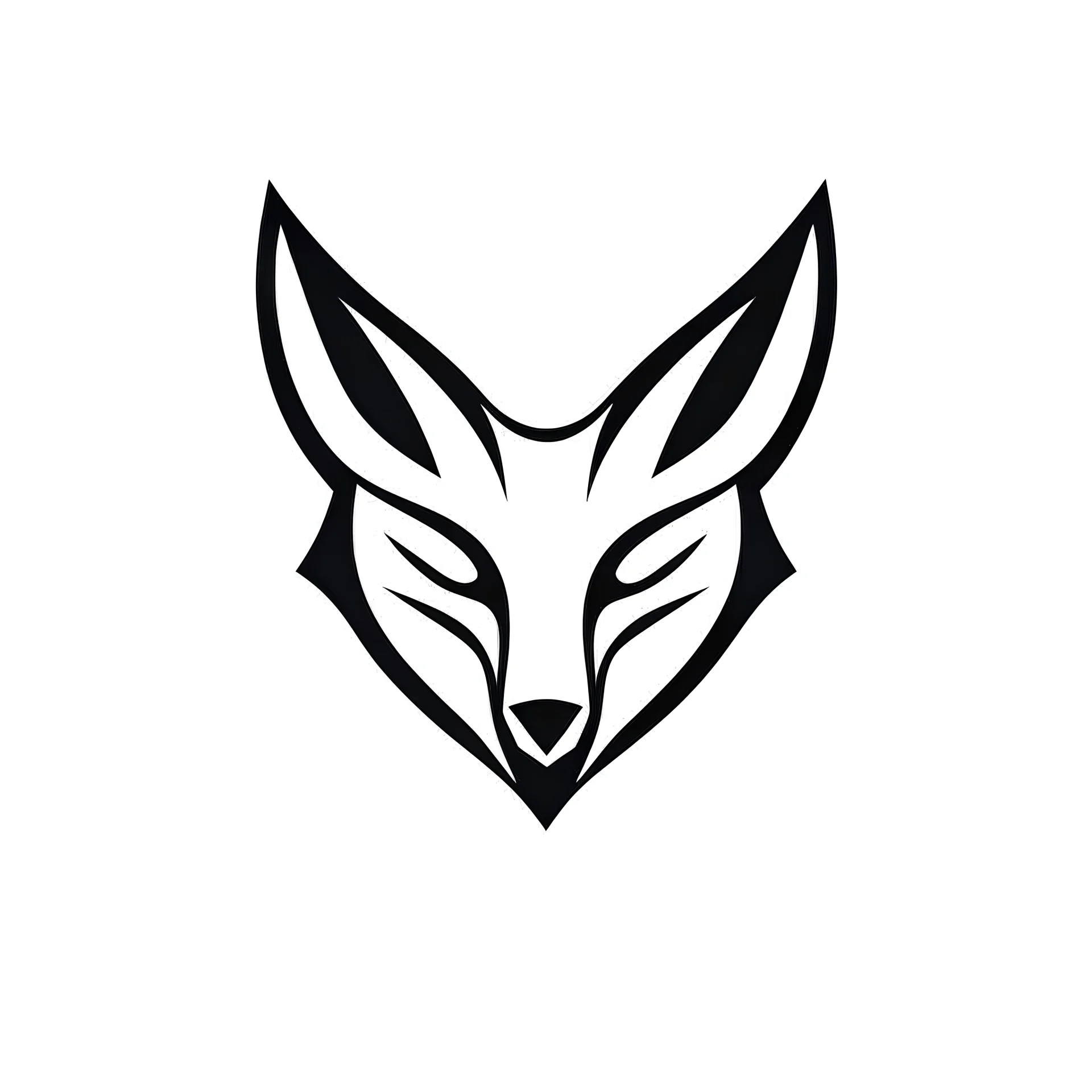 A logo of a esport team, modern minimal line, fox maple, working with negative space, white background