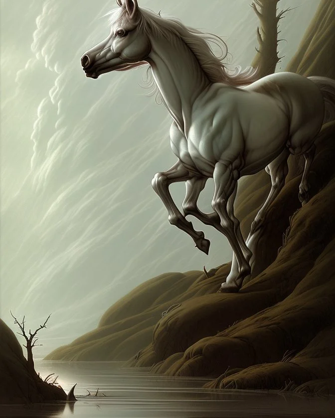 A centaur majestically galloping through the dense forest in the style of gustav dore, fantastical landscape, soft strokes , mythology portrait, classic painting