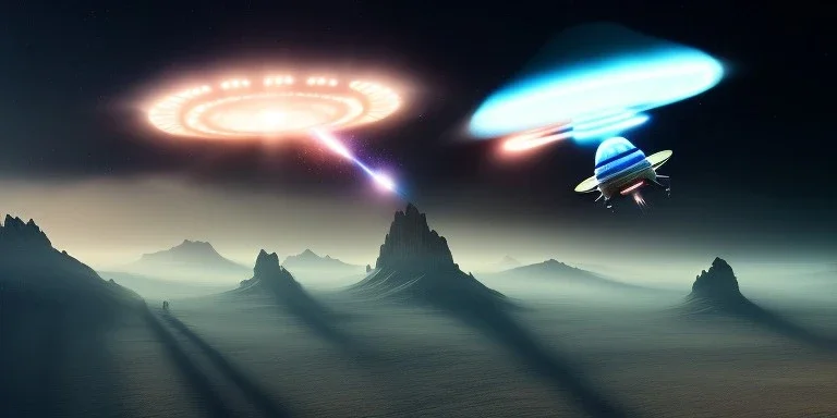 extra-terrestrial, 8K, photo realistic, highly detailed, lught ufo, light colors