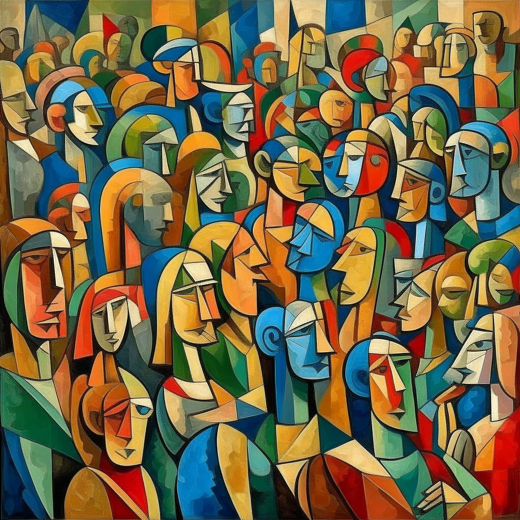 piccasso crowd people cubism