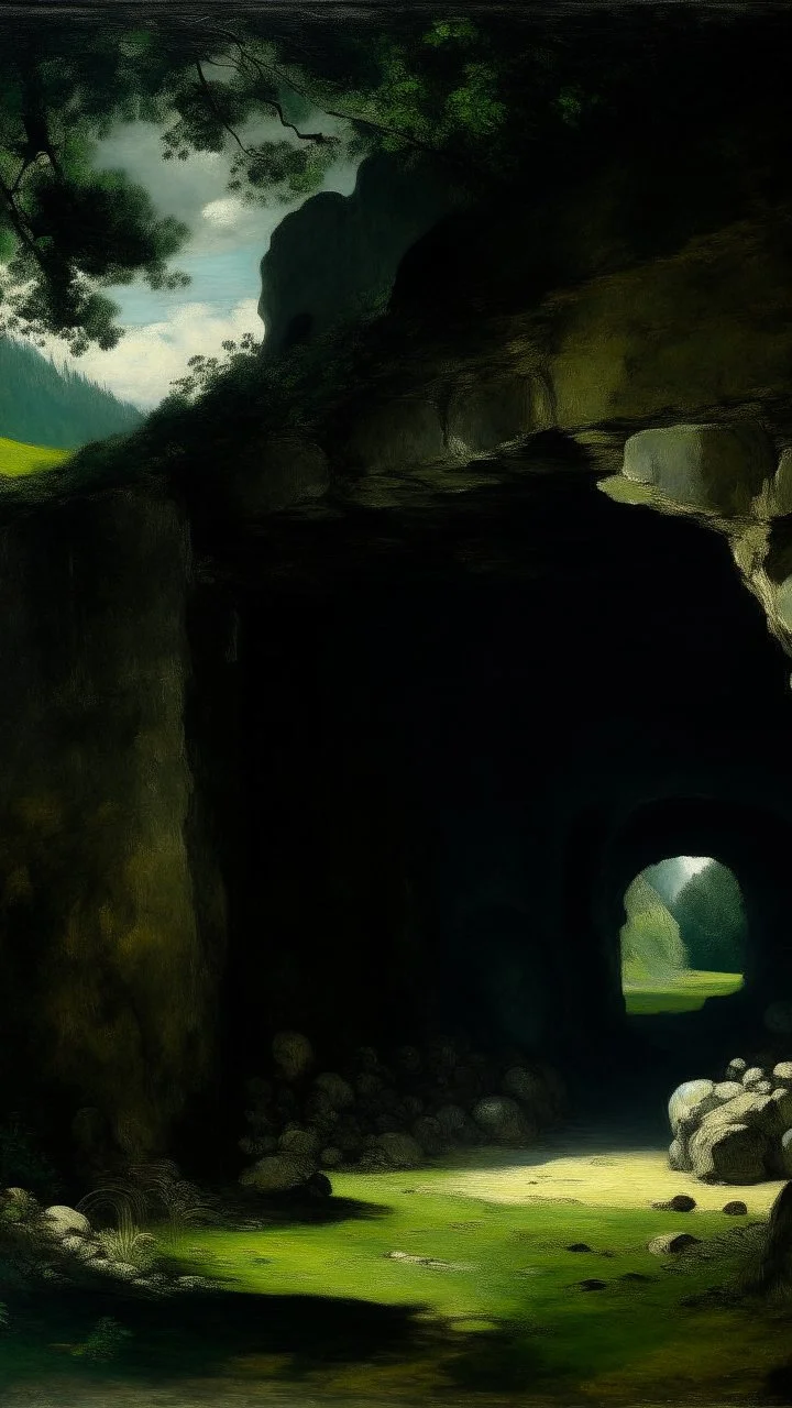 A black district in the shadows designed in Ica stones painted by Gustave Courbet