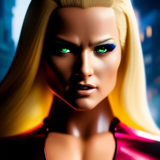 Ultra detailed fullbody Portrait in oil on canvas of X-men -beautiful blonde miss Marvel on fire,extremely detailed digital painting,ultrarealistic skin,intense stare, extremely detailed face, crystal clear eyes, mystical colors ,perfectly centered image, perfect composition, rim light, beautiful lighting,masterpiece ,8k, stunning scene, raytracing, anatomically correct, in the style of uncannyknack and Ohrai Noriyoshi and robert e howard and Steve Jung and Wizyakuza.