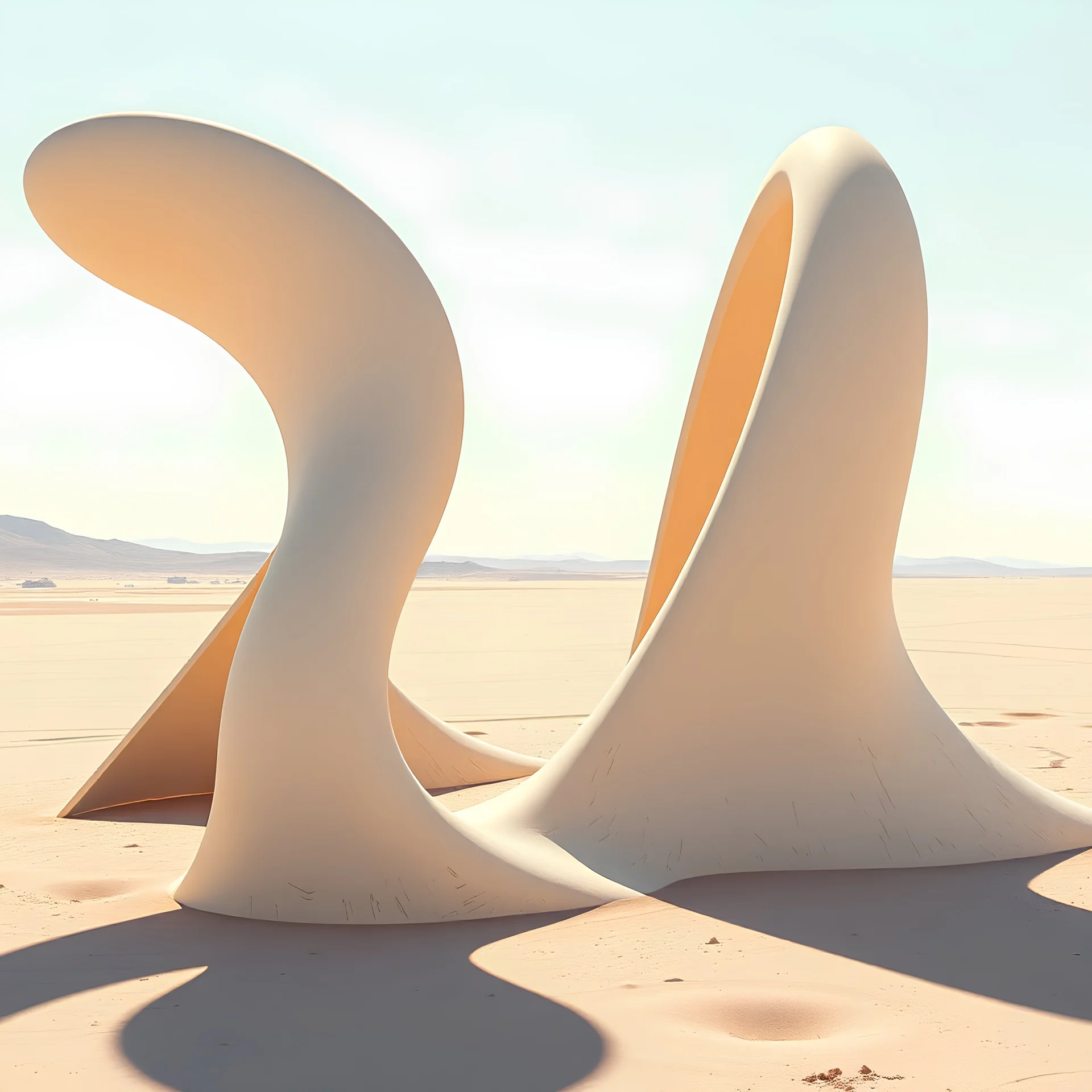 Abstract, sinuous, surreal, sharp forms, noon-light, Yves Tanguy, wasteland, shot on Hasselblad, 8k, 3d render, higly detailed, sharp focus