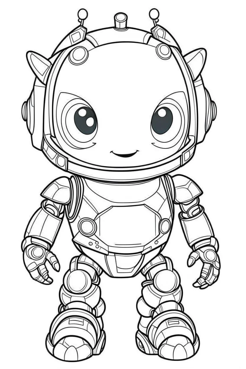 outline art for cute Robot coloring pages with sitch, white background, Sketch style, full body, only use outline, toddlers style, clean line art, white background, no shadows and clear and well outlined.