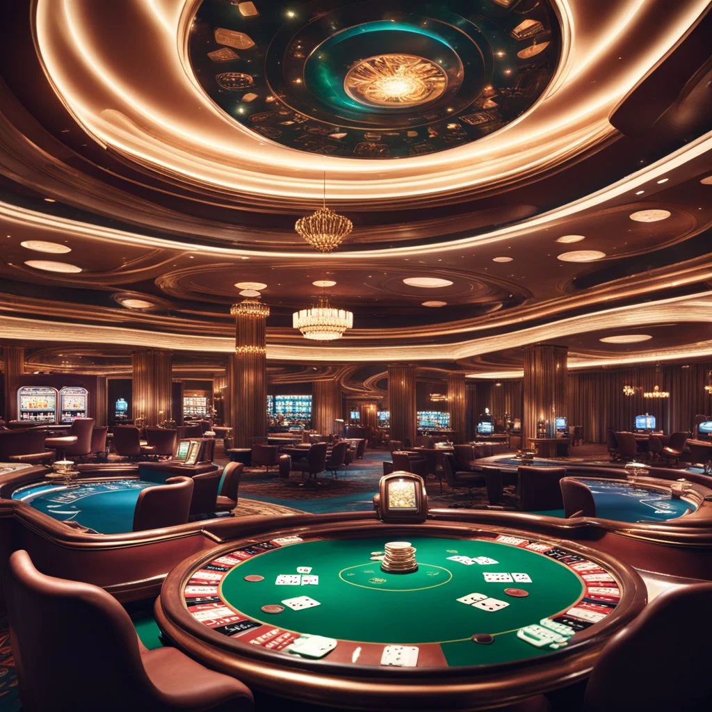 A casino in an orbiting hotel