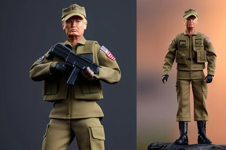 G.I. Joe toy doll soldier Donald Trump, gun,boots, berets, high definition, elbow, legs, hands