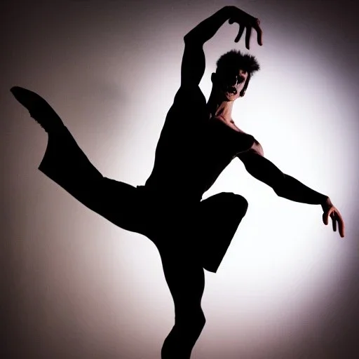 Male vampire Ballet dancer on stage atmospheric realistic two arms