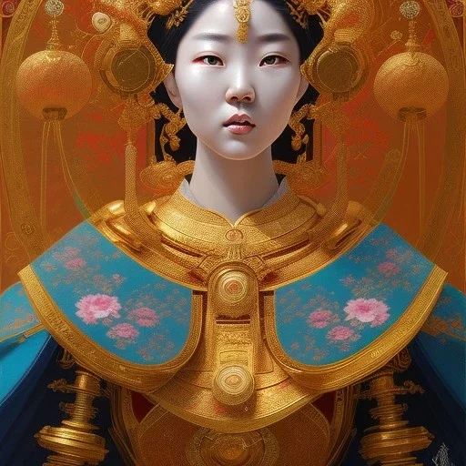 cosmos masterpiece Japanese goddess, sango fantasy, fantasy magic, intricate, sharp focus, illustration, highly detailed, digital painting, concept art, matte, artgerm and paul lewin and kehinde wiley, full figure, fit in board, cyber punk, pretty accurate hands face fingers, natural aye, fit within portrait