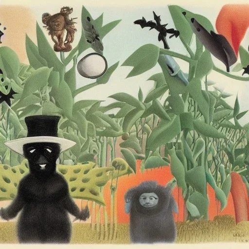 mix with batman and tardigrade by henri rousseau and dr seuss