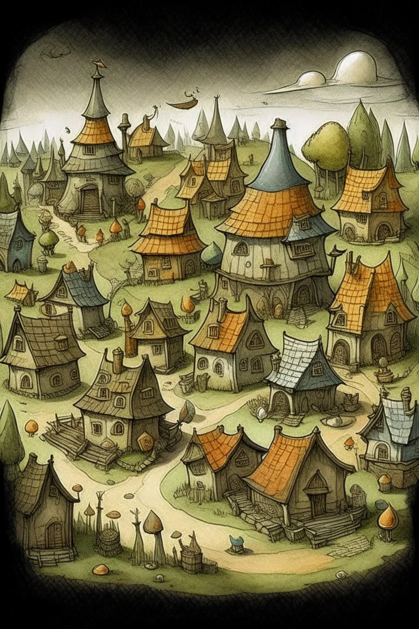 village inspired by Shaun Tan's and Hieronymus Bosch work