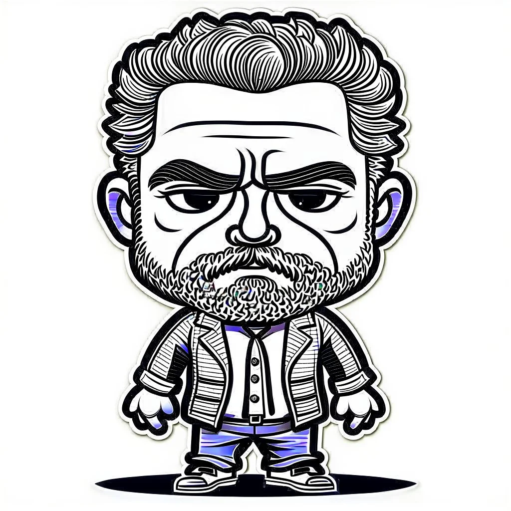 Retrato chibi de Luis Ignacio Lula da Silva presidente de Brasil, serio, calidad ultra, hiperdetallado, color blanco, y negro, full body