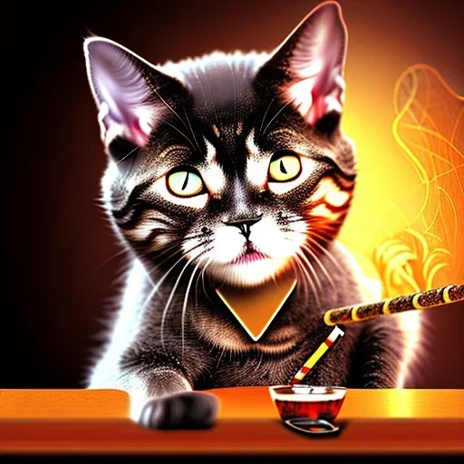 Cat smoking in a bar