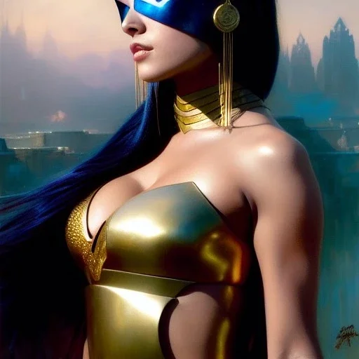 portrait beautiful face 'Aquagirl- Young Justice',busty,ancient metal armor balanciaga fashion clothe painting by gaston bussiere, greg rutkowski, yoji shinkawa, yoshitaka amano, tsutomu nihei, donato giancola, tim hildebrandt, oil on canvas, cinematic composition, extreme detail,fit full head inside picture,16k