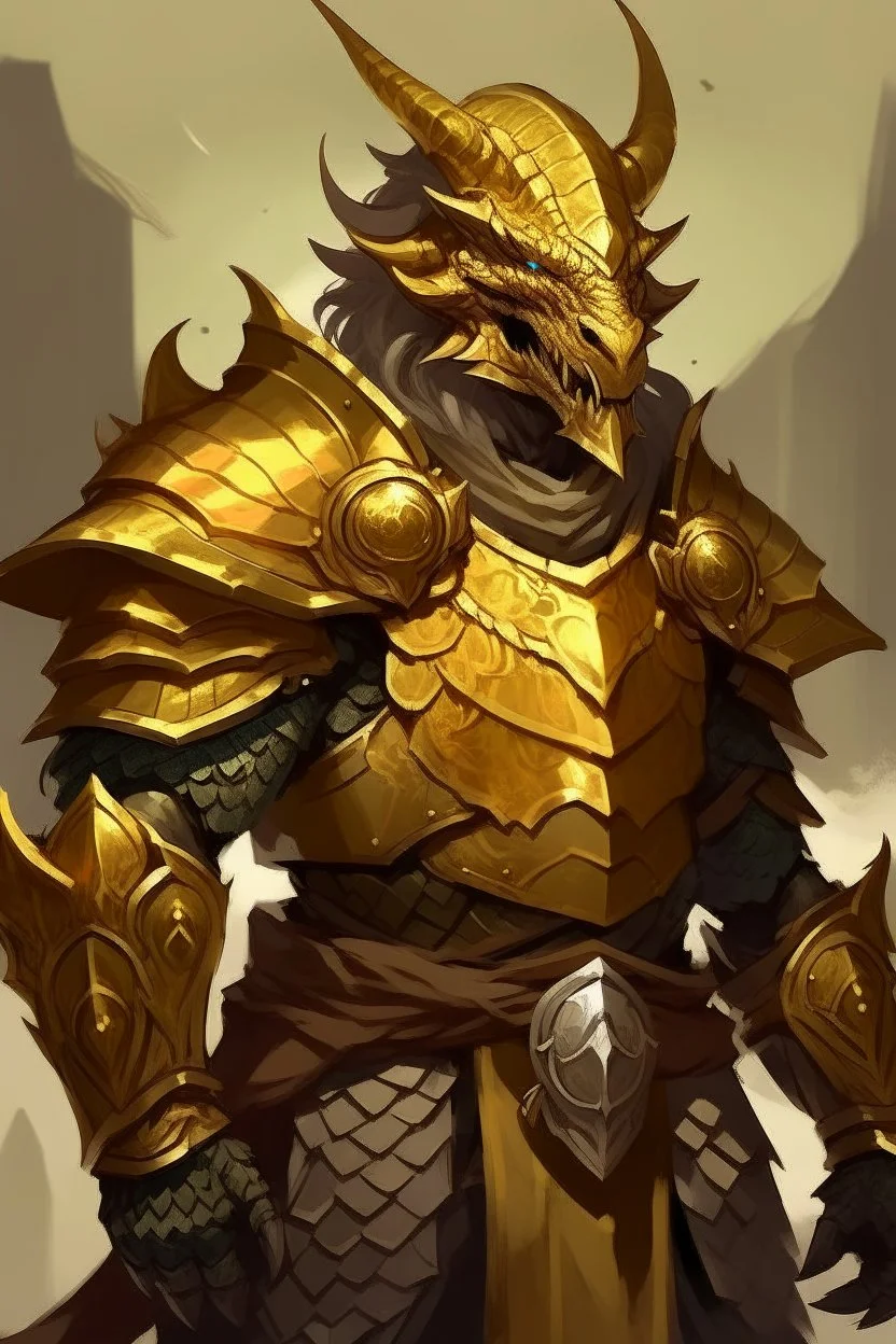 Golden Dragonborn DnD, Paladin, Old, nice,