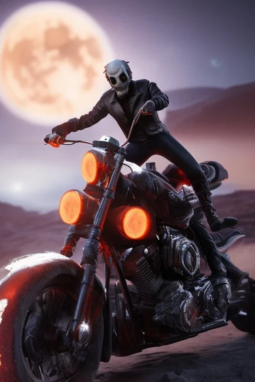 Ghost rider in hell with the moon in the background