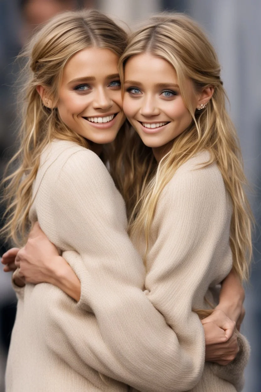 ((Mary-Kate and Ashley Olsen a warm hug)),charming Smile,