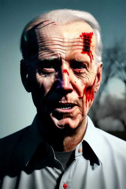 Ultra realistic image, joe biden zombie, zombie performance, blood, torn arm, night, walking twisted, waist up view, thriller style, dark ambient, highly detailed, White House background, concept art, unreal engine 5, god rays, ray tracing, RTX, lumen lighting, ultra detail, volumetric lighting, 3d, finely drawn, high definition, high resolution.