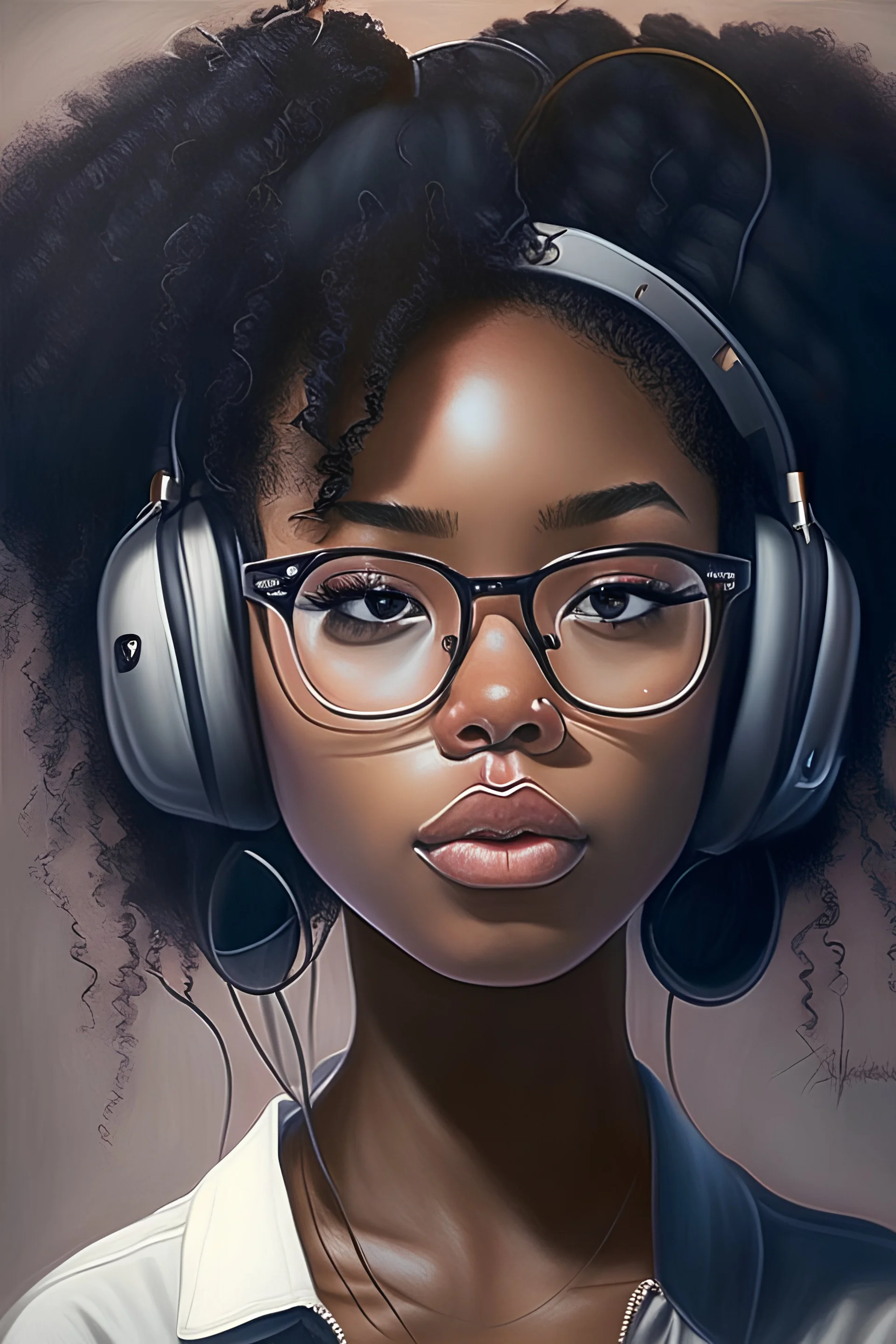 asia lynn howard 20 year old black girl with glasses and headphones afro