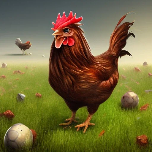 chicken full body field background