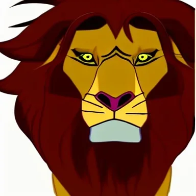 Lion King Animation OC male lion black mane triangular face hooked black nose tip