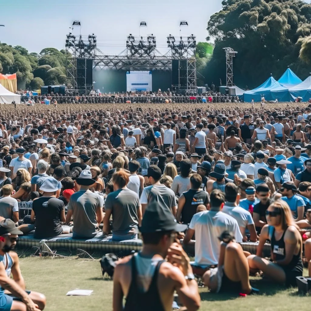 public going on stage in a music festival