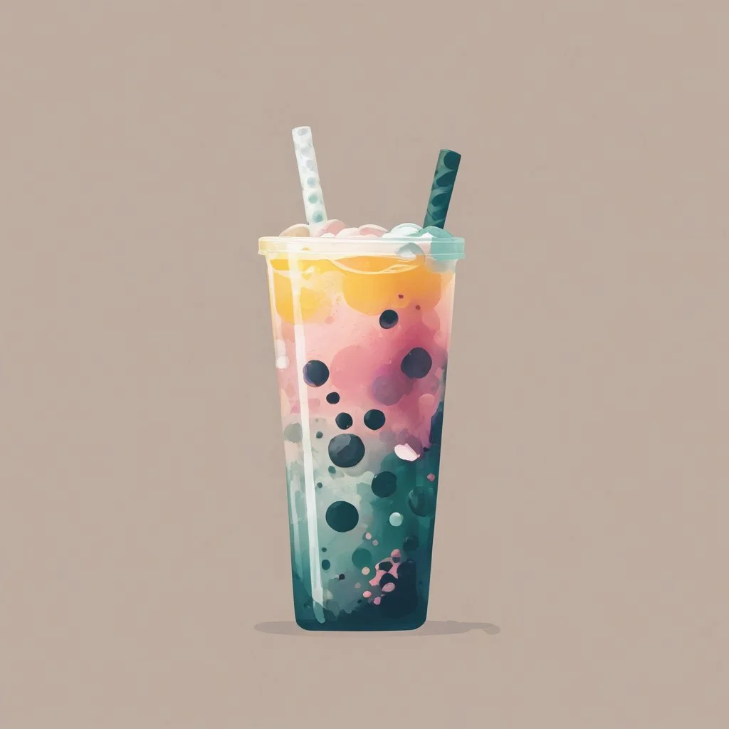 boba bubble tea drink, modern, minimalist, artsy, graphic design