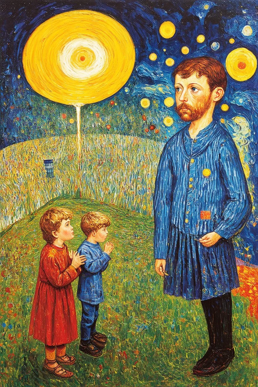 existential fight between the children of light and darkness; Hundertwasser; Van Gogh; Klimt; Klee