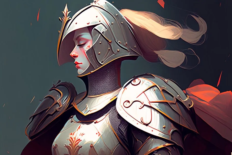 Stylized knight queen, In the style of Art Novel