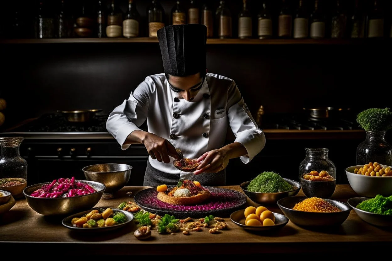 الصورة تعكس لحظة سحرية من عالم الطهي، حيث يتعلم الشخص تقنيات جديدة ويستمتع بتحضير وجبة لذيذة. يتجسد فيها التفاني والإبداع في تجربة متعة الطهي وتحويل المكونات إلى أطباق فنية تثري الحواس. هي دعوة للاستمتاع برحلة تطوير الذات واكتشاف أسرار الطهي بأسلوب مميز.