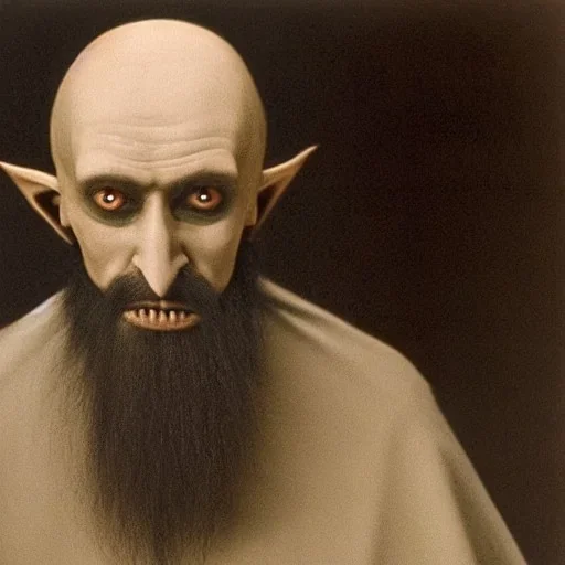 Nosferatu with a beard made of fleshy tendrils as a Russian Orthodox man