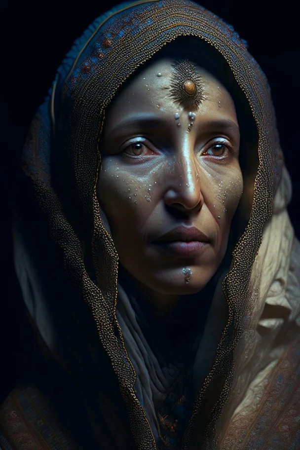 portrait of a berber woman, fractal, intricate, elegant, highly detailed, digital photography, subsurface scattering, cinematic lighting, by jheronimus bosch and james jean and greg rutkowski