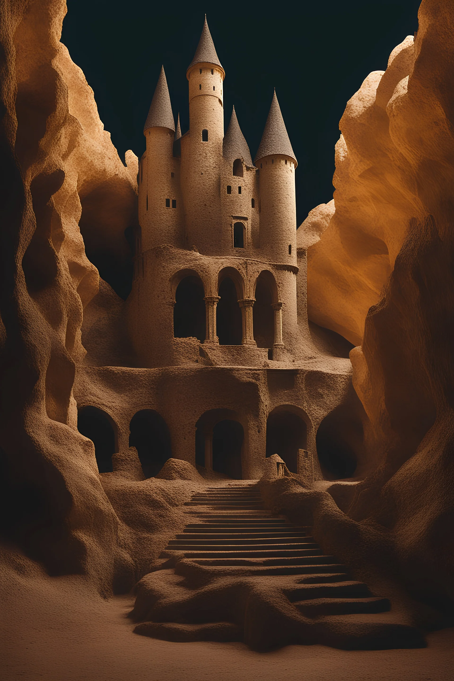 Castelo dentro de uma caverna gigante
