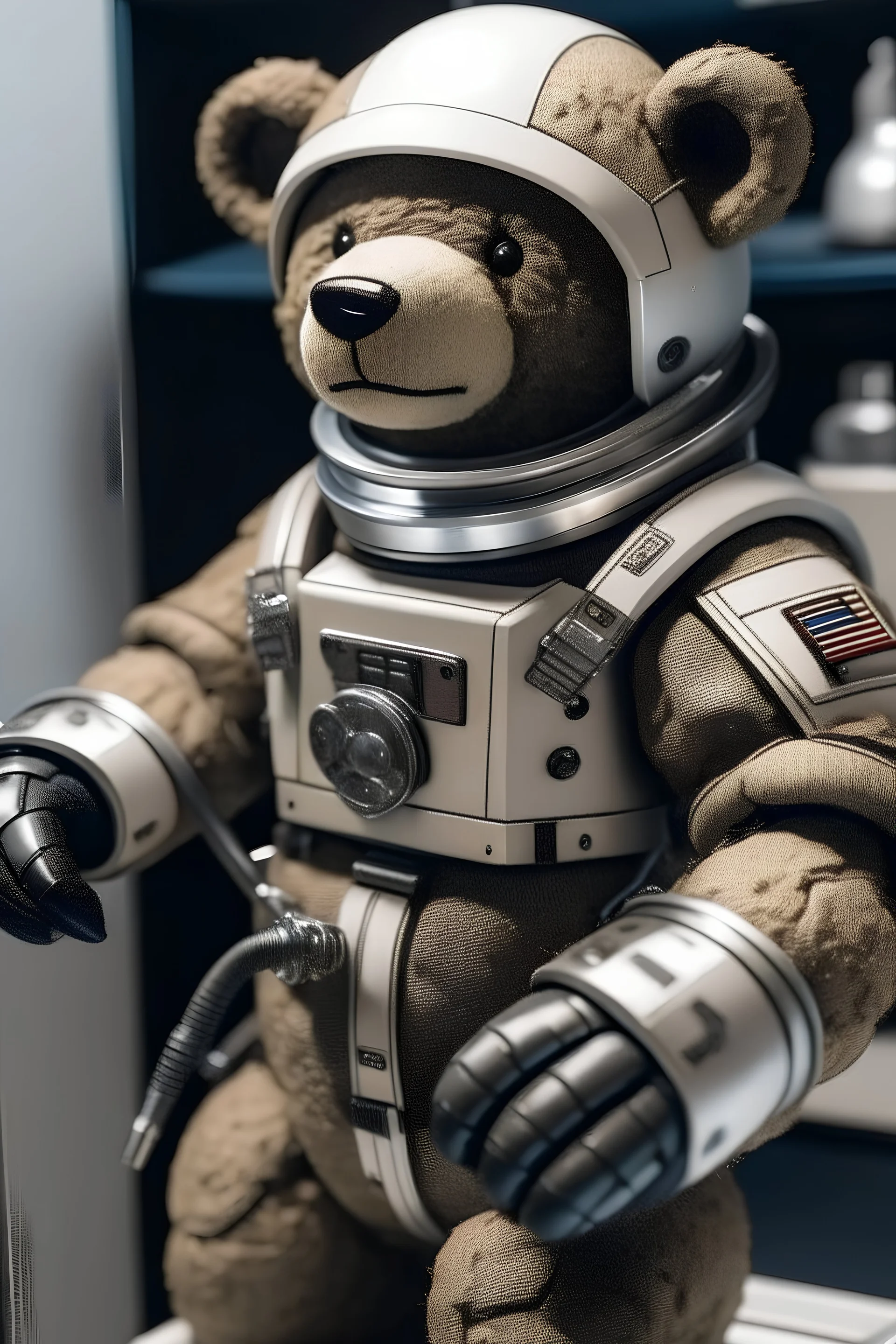 teddy bear space suit living space gun